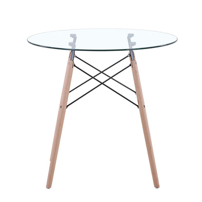 Table Scandinave Ronde en Verre Trempé Transparent 80cm - Design Moderne et Espace Optimisé