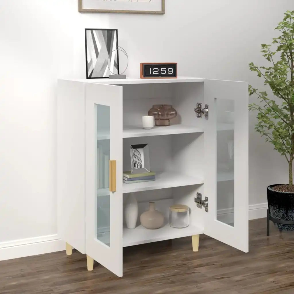 Buffet Blanc de Rangement 69,5x34x90 cm en Bois - Minimalisme et Fonctionnalité Réunis