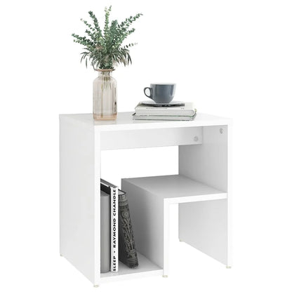 Table de Chevet Blanche en Aggloméré - 40x30x40 cm - Design Tendance et Pratique